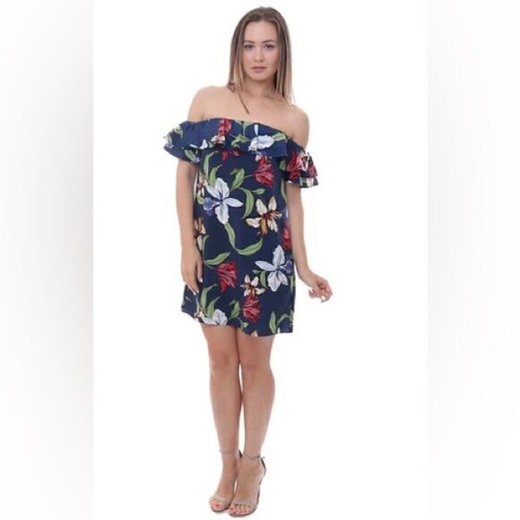 NWT Amanda Uprichard Silk Floral Off the Shoulder Mini Dress - XS - Picture 1 of 10